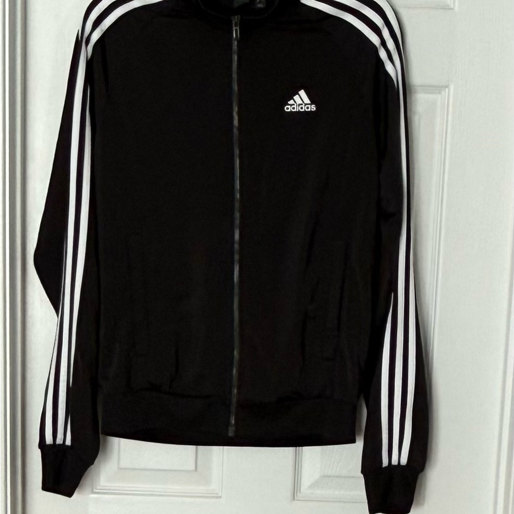 Adidas Black 3-Stripe Track Jacket Full Zip Men’s Small